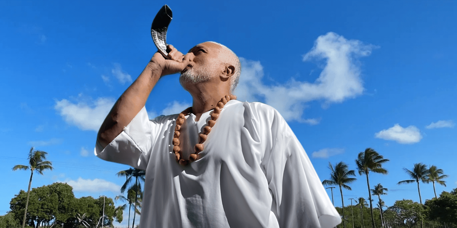 Apostle Nightingdale blowing the shofar, symbolizing spiritual awakening and leadership in the Army of the Lord.