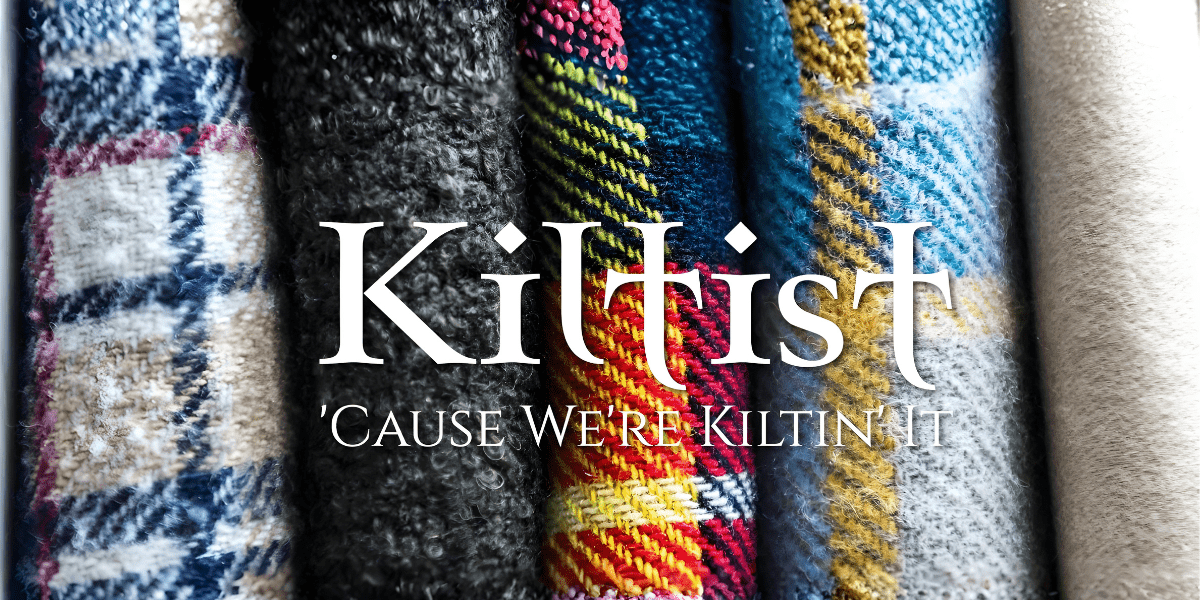 Kiltist logo featuring tartan fabric designs, representing a brand blending Scottish heritage with modern style and personalized service.